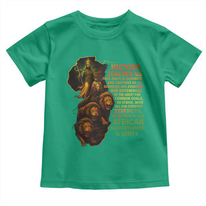 Haile Selassie Quotes Toddler T Shirt History Teaches Us That Unity Is Strength Rasta Lions of Judah TS11 Irish Green Print Your Wear