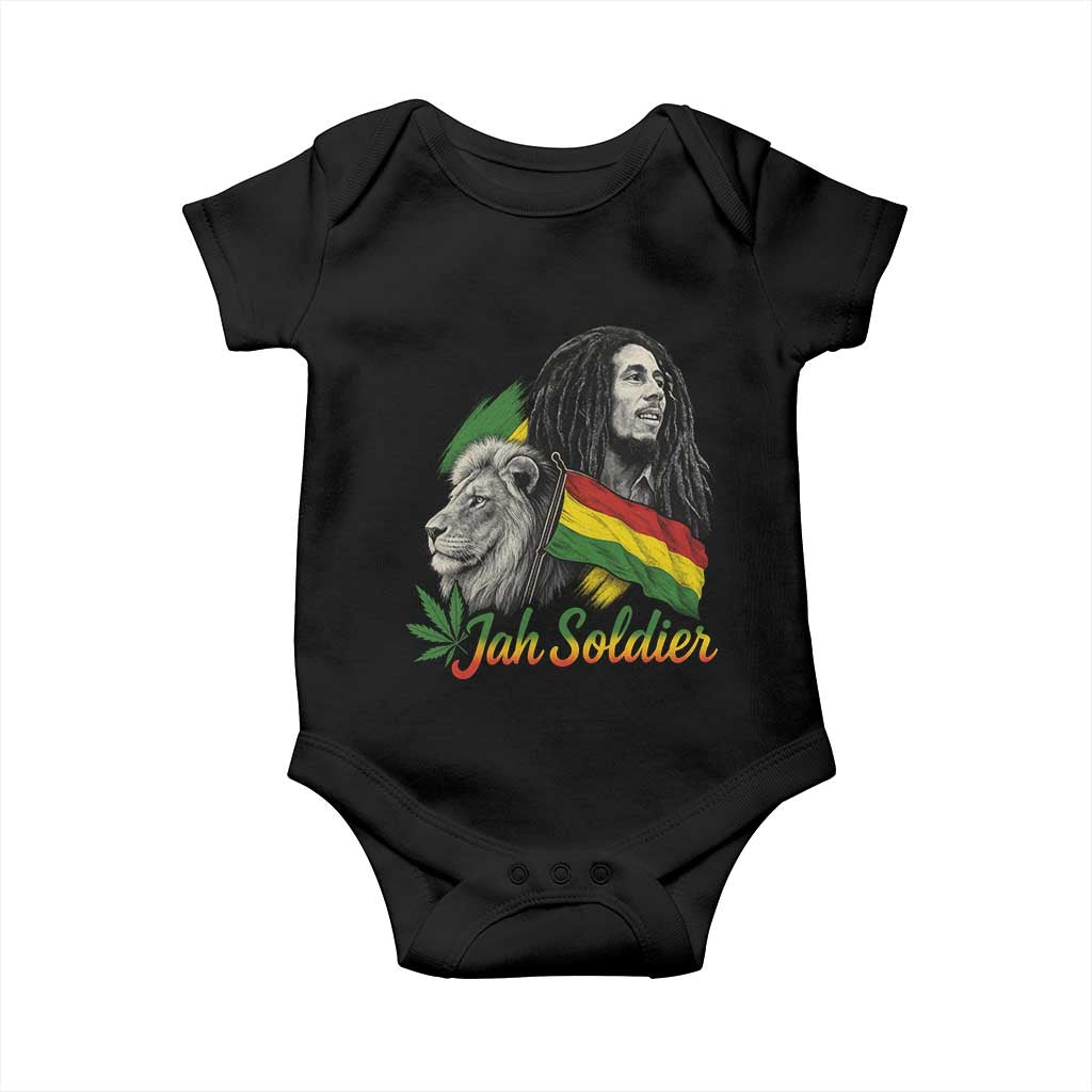 Jah Soldier Baby Onesie Lion Of Judah Reggae Rastafari Flag TS11 Black Print Your Wear