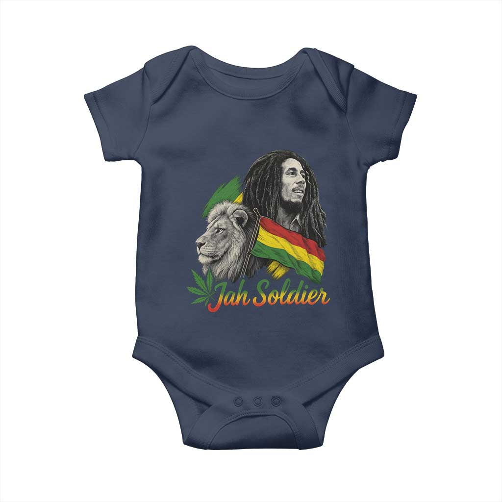 Jah Soldier Baby Onesie Lion Of Judah Reggae Rastafari Flag TS11 Navy Print Your Wear