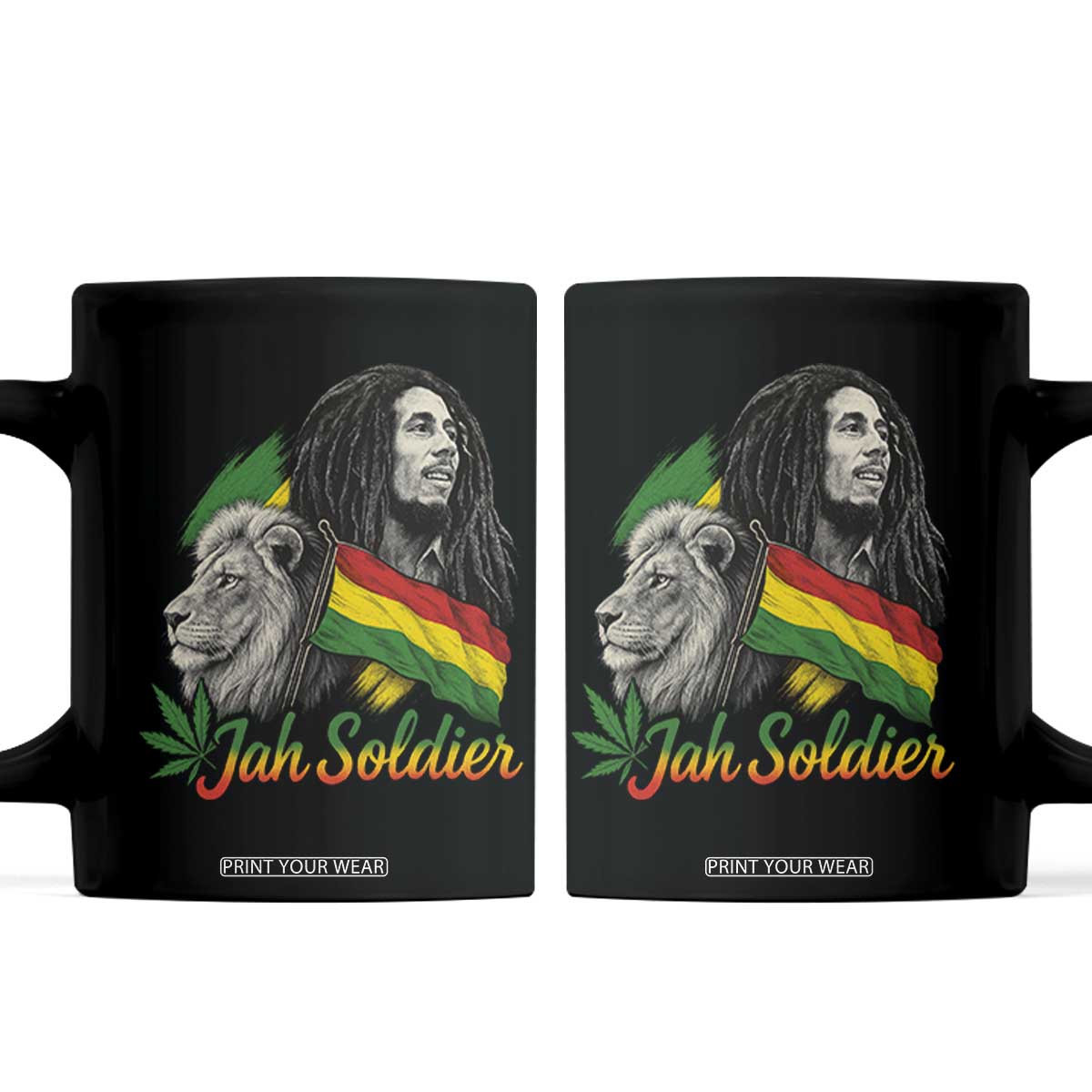 Jah Soldier Coffee Mug Lion Of Judah Reggae Rastafari Flag TS11 Black Print Your Wear