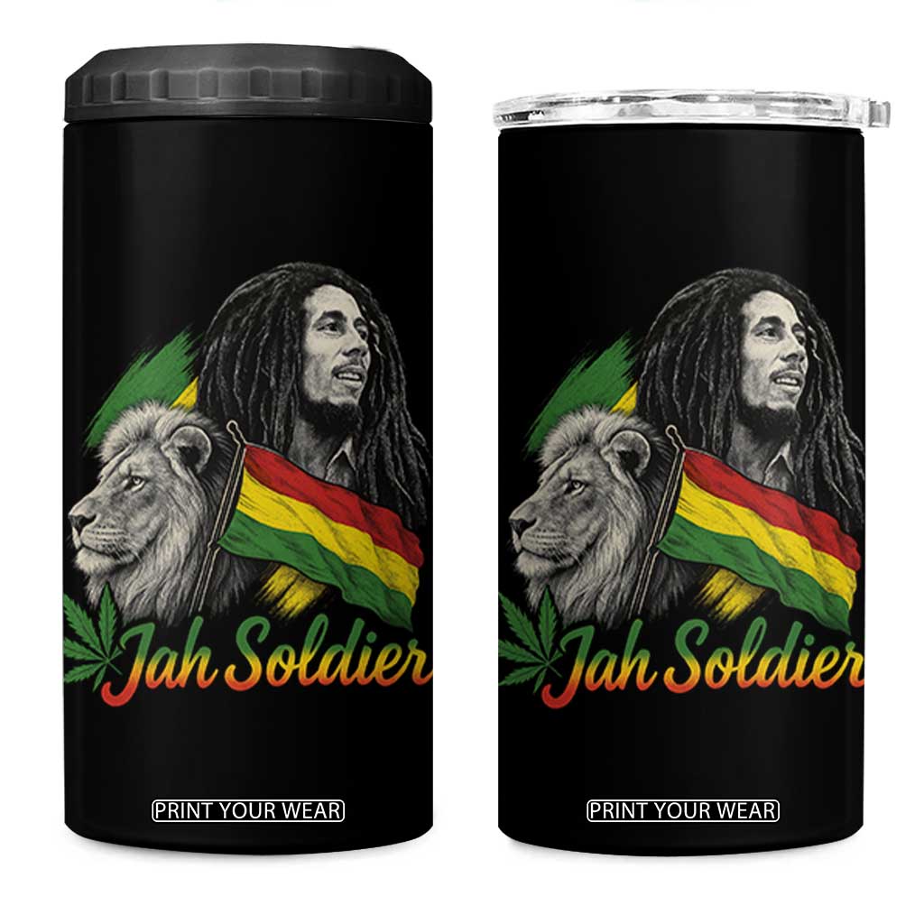 Jah Soldier 4 in 1 Can Cooler Tumbler Lion Of Judah Reggae Rastafari Flag TS11 One Size: 16 oz Black Print Your Wear