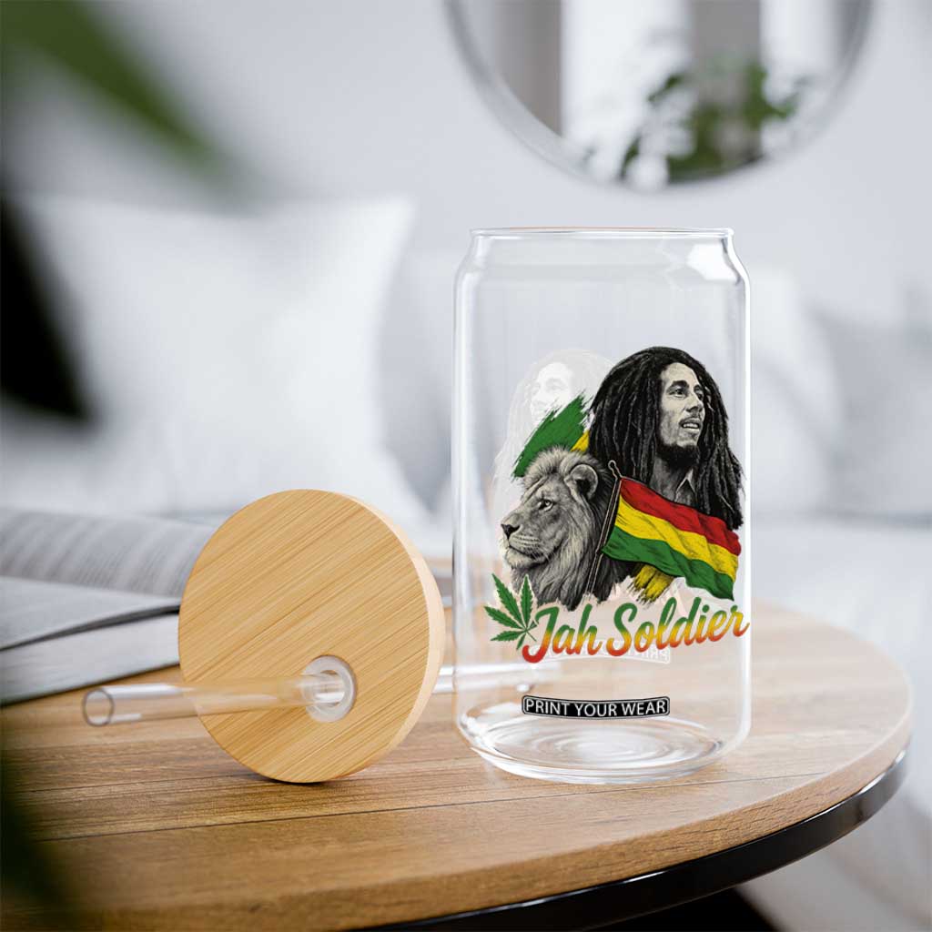 Jah Soldier Glass Can Lion Of Judah Reggae Rastafari Flag TS11 Print Your Wear
