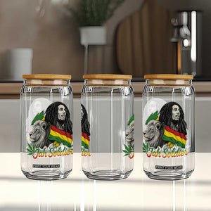 Jah Soldier Glass Can Lion Of Judah Reggae Rastafari Flag TS11 Print Your Wear
