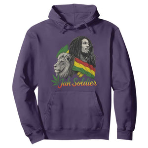 Jah Soldier Hoodie Lion Of Judah Reggae Rastafari Flag TS11 Purple Print Your Wear