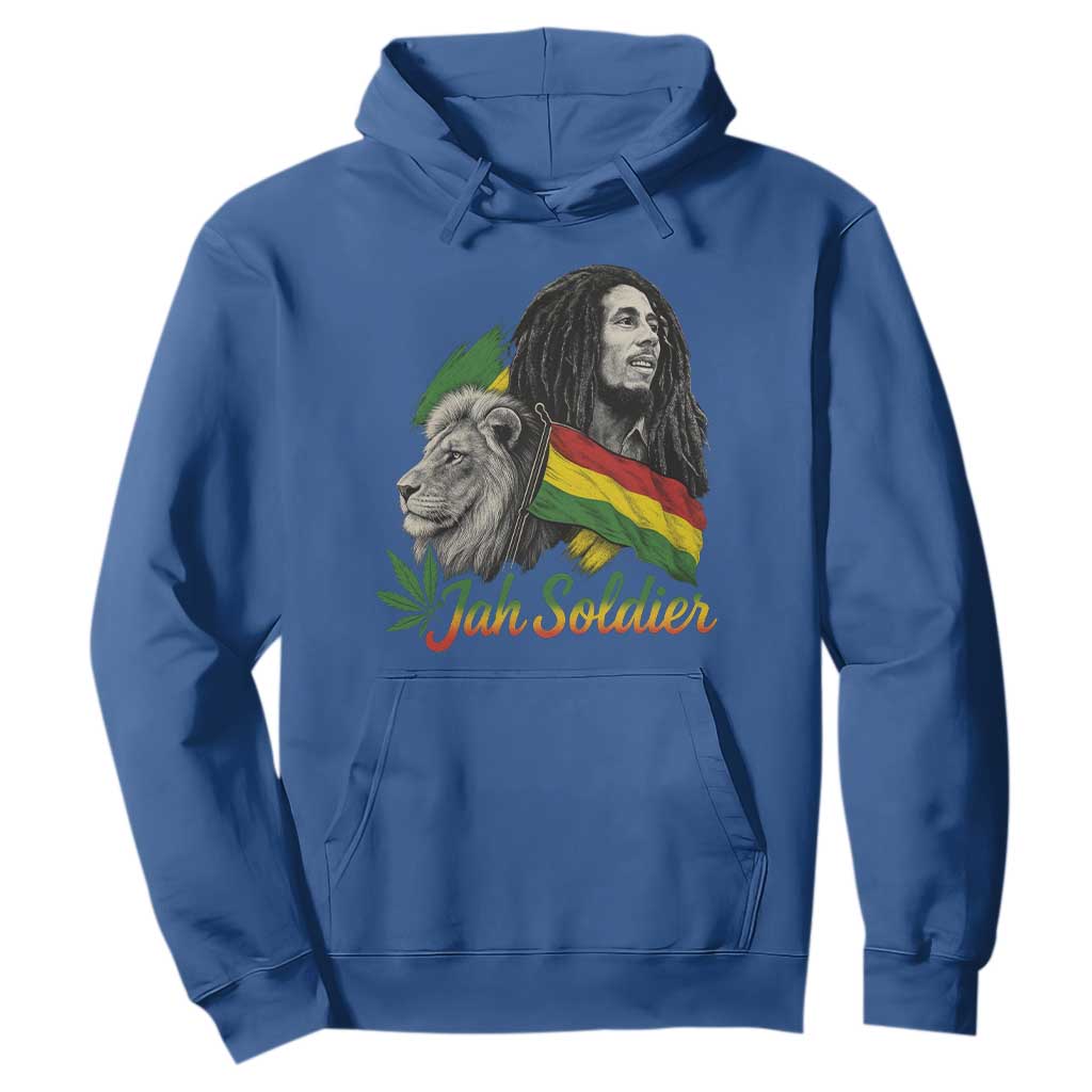 Jah Soldier Hoodie Lion Of Judah Reggae Rastafari Flag TS11 Royal Blue Print Your Wear