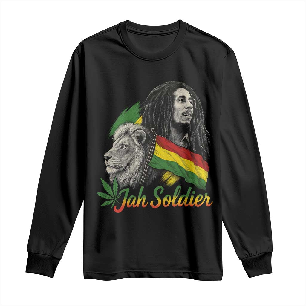 Jah Soldier Long Sleeve Shirt Lion Of Judah Reggae Rastafari Flag TS11 Black Print Your Wear