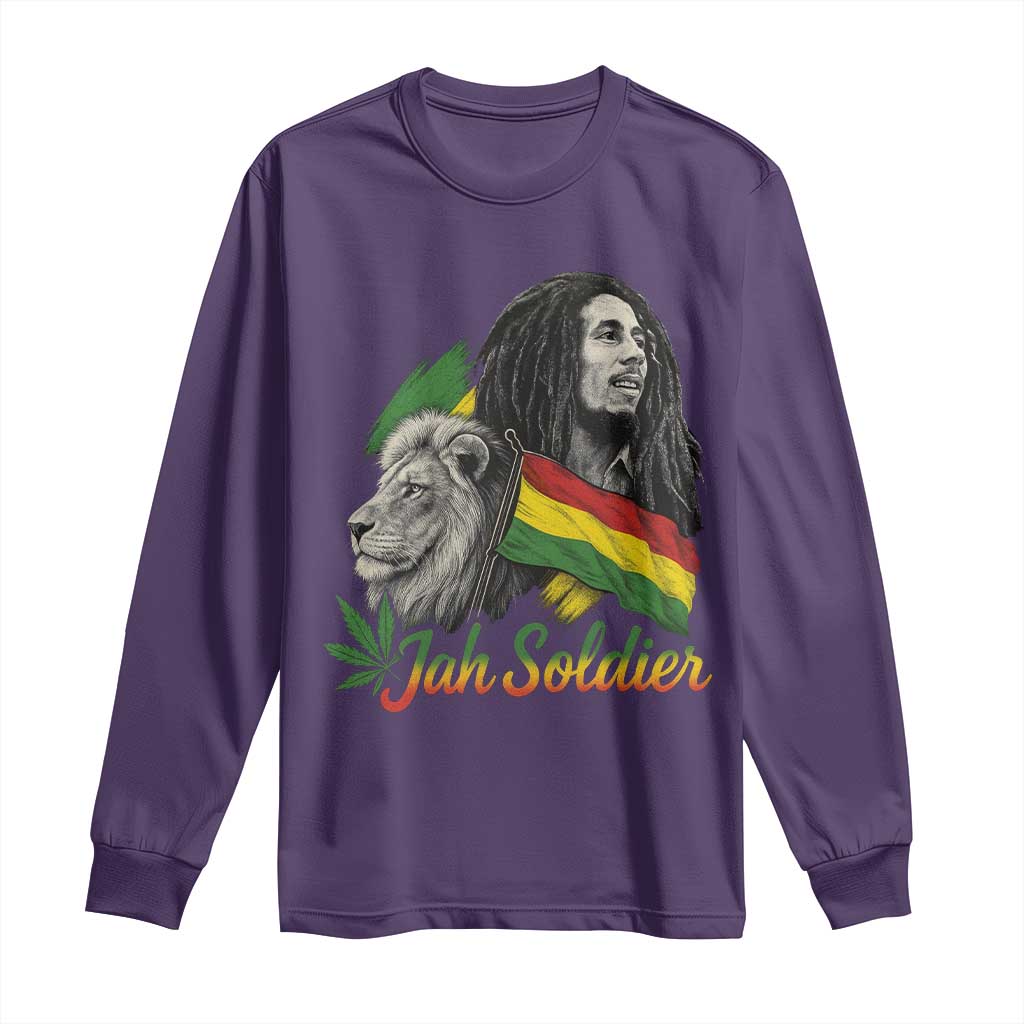 Jah Soldier Long Sleeve Shirt Lion Of Judah Reggae Rastafari Flag TS11 Purple Print Your Wear