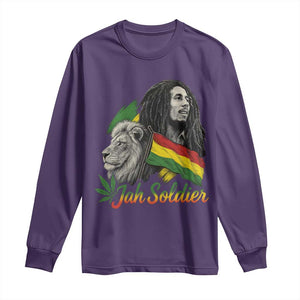 Jah Soldier Long Sleeve Shirt Lion Of Judah Reggae Rastafari Flag TS11 Purple Print Your Wear