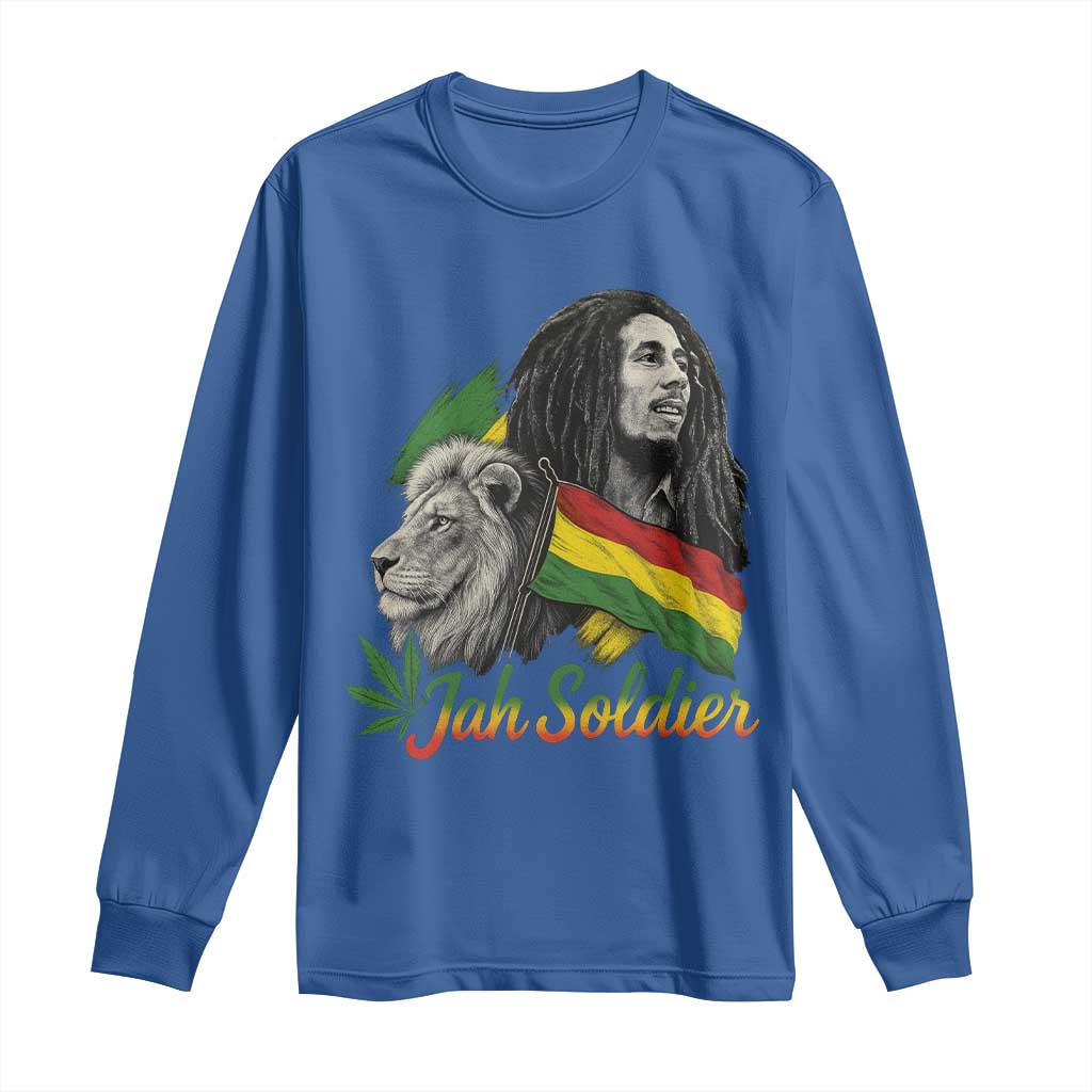 Jah Soldier Long Sleeve Shirt Lion Of Judah Reggae Rastafari Flag TS11 Royal Blue Print Your Wear