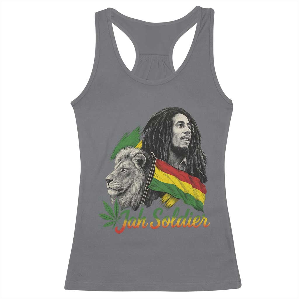 Jah Soldier Racerback Tank Top Lion Of Judah Reggae Rastafari Flag TS11 Charcoal Print Your Wear