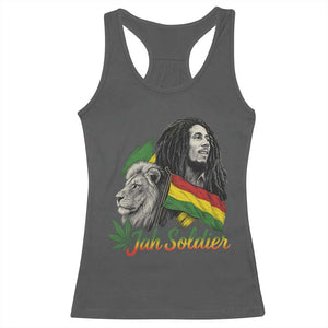 Jah Soldier Racerback Tank Top Lion Of Judah Reggae Rastafari Flag TS11 Dark Heather Print Your Wear