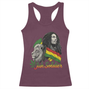 Jah Soldier Racerback Tank Top Lion Of Judah Reggae Rastafari Flag TS11 Maroon Print Your Wear