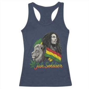 Jah Soldier Racerback Tank Top Lion Of Judah Reggae Rastafari Flag TS11 Navy Print Your Wear
