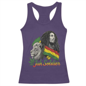 Jah Soldier Racerback Tank Top Lion Of Judah Reggae Rastafari Flag TS11 Purple Print Your Wear