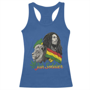 Jah Soldier Racerback Tank Top Lion Of Judah Reggae Rastafari Flag TS11 Royal Blue Print Your Wear