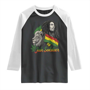 Jah Soldier Raglan Shirt Lion Of Judah Reggae Rastafari Flag TS11 Black White Print Your Wear
