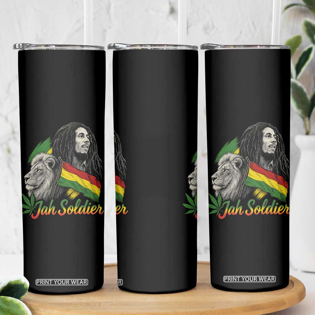 Jah Soldier Skinny Tumbler Lion Of Judah Reggae Rastafari Flag TS11 Print Your Wear