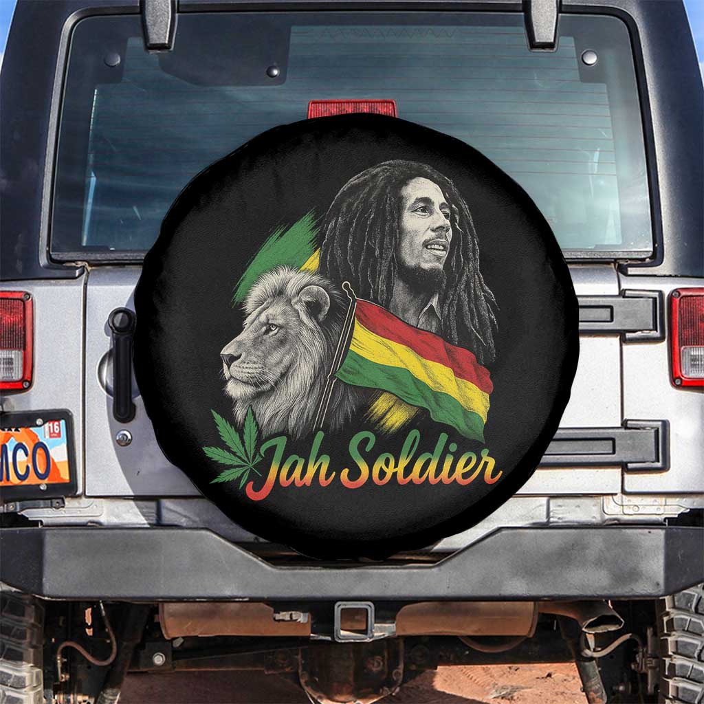 Jah Soldier Spare Tire Cover Lion Of Judah Reggae Rastafari Flag TS11 No hole Black Print Your Wear