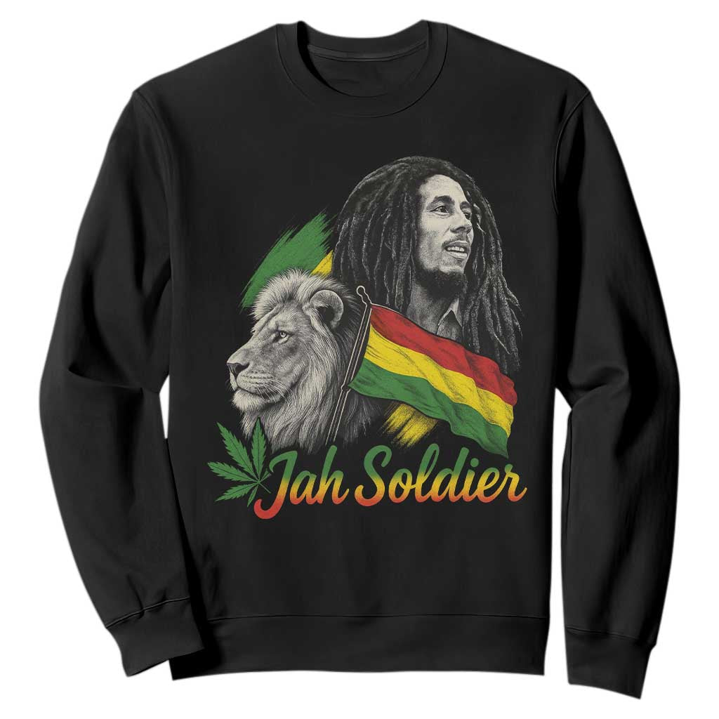 Jah Soldier Sweatshirt Lion Of Judah Reggae Rastafari Flag TS11 Black Print Your Wear