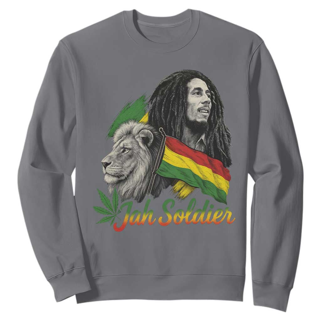 Jah Soldier Sweatshirt Lion Of Judah Reggae Rastafari Flag TS11 Charcoal Print Your Wear