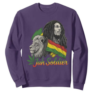 Jah Soldier Sweatshirt Lion Of Judah Reggae Rastafari Flag TS11 Purple Print Your Wear