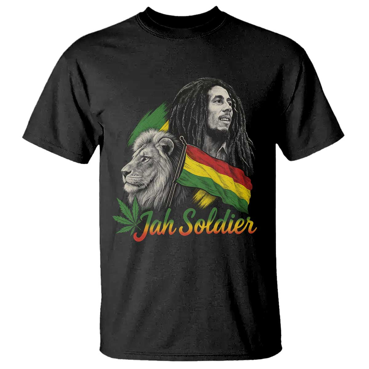 Jah Soldier T Shirt Lion Of Judah Reggae Rastafari Flag TS11 Black Print Your Wear