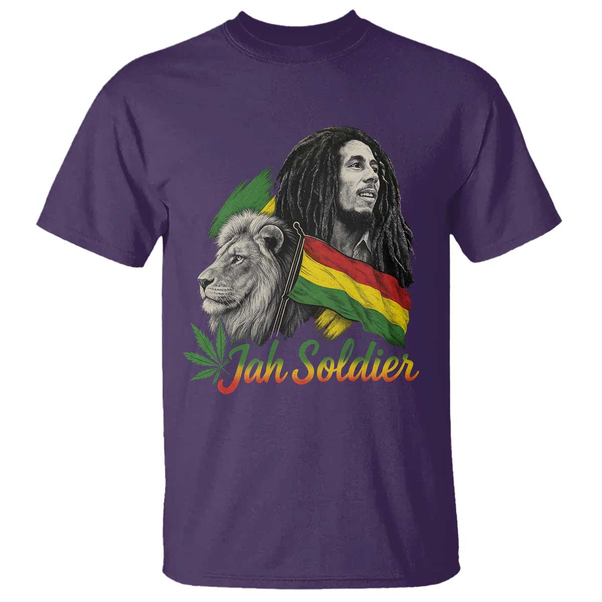 Jah Soldier T Shirt Lion Of Judah Reggae Rastafari Flag TS11 Purple Print Your Wear