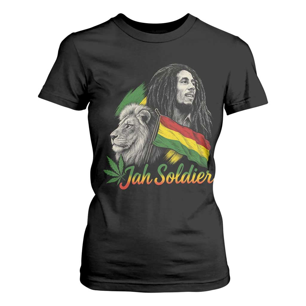 Jah Soldier T Shirt For Women Lion Of Judah Reggae Rastafari Flag TS11 Black Print Your Wear