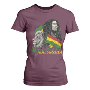 Jah Soldier T Shirt For Women Lion Of Judah Reggae Rastafari Flag TS11 Maroon Print Your Wear
