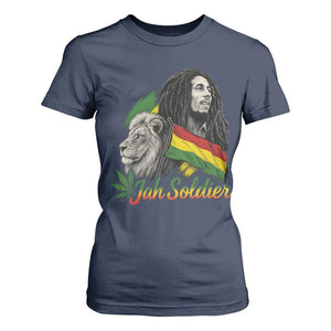 Jah Soldier T Shirt For Women Lion Of Judah Reggae Rastafari Flag TS11 Navy Print Your Wear