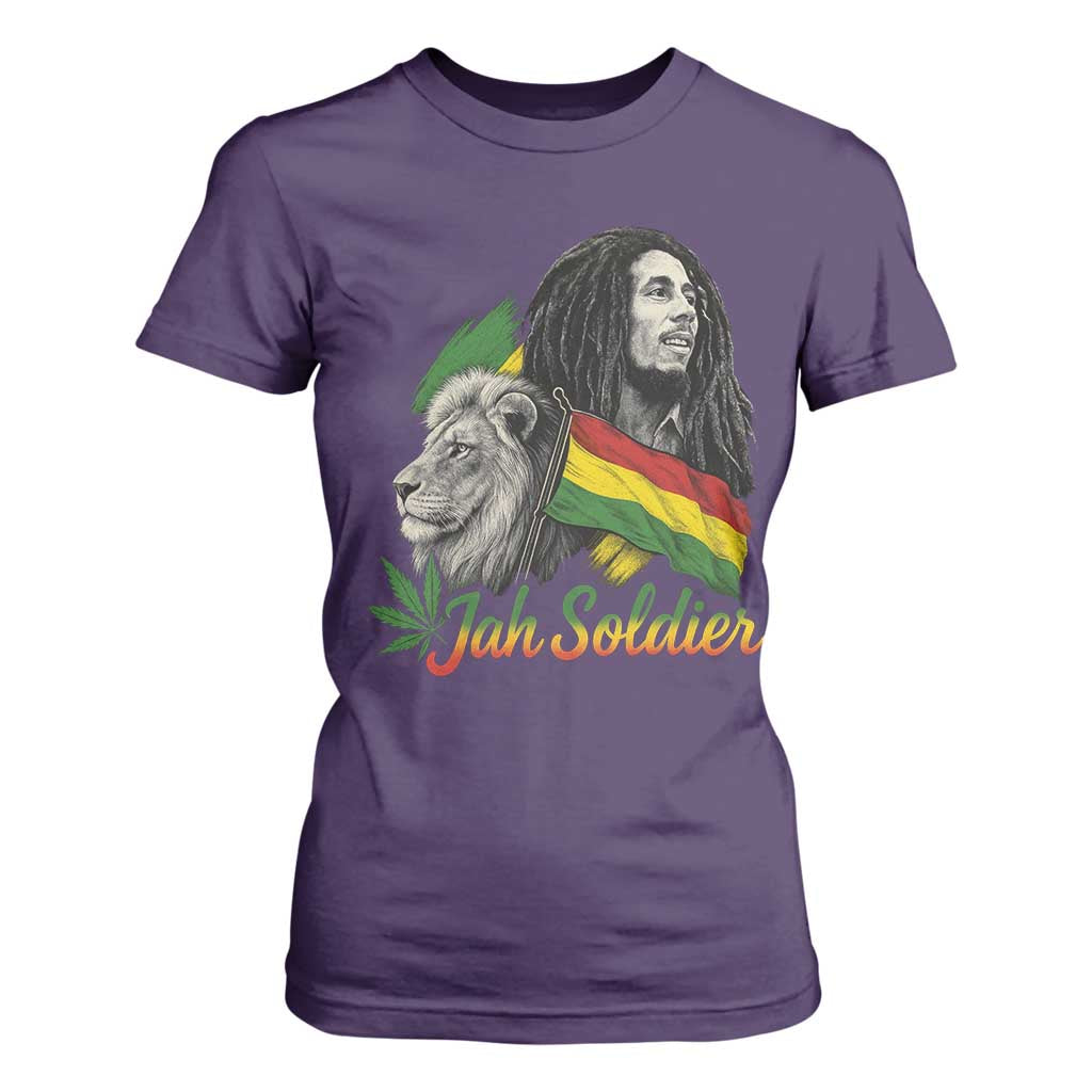 Jah Soldier T Shirt For Women Lion Of Judah Reggae Rastafari Flag TS11 Purple Print Your Wear