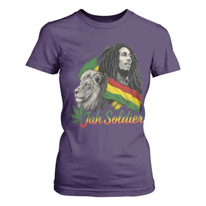 Jah Soldier T Shirt For Women Lion Of Judah Reggae Rastafari Flag TS11 Purple Print Your Wear
