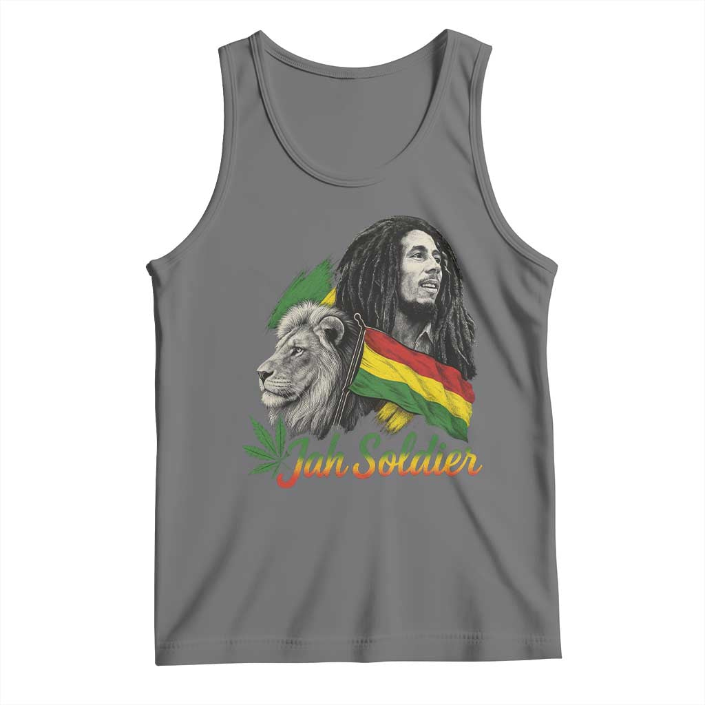 Jah Soldier Tank Top Lion Of Judah Reggae Rastafari Flag TS11 Black Heather Print Your Wear