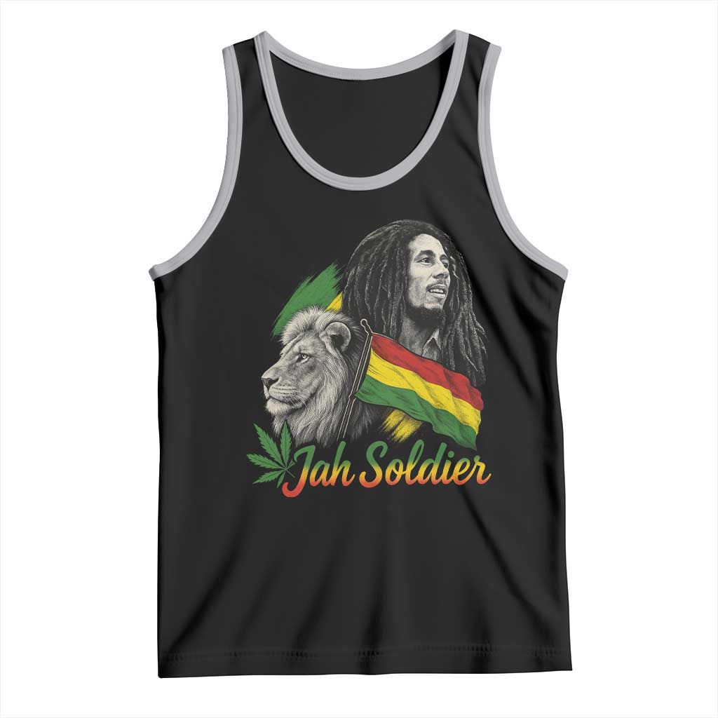 Jah Soldier Tank Top Lion Of Judah Reggae Rastafari Flag TS11 Black Athletic Heather Print Your Wear