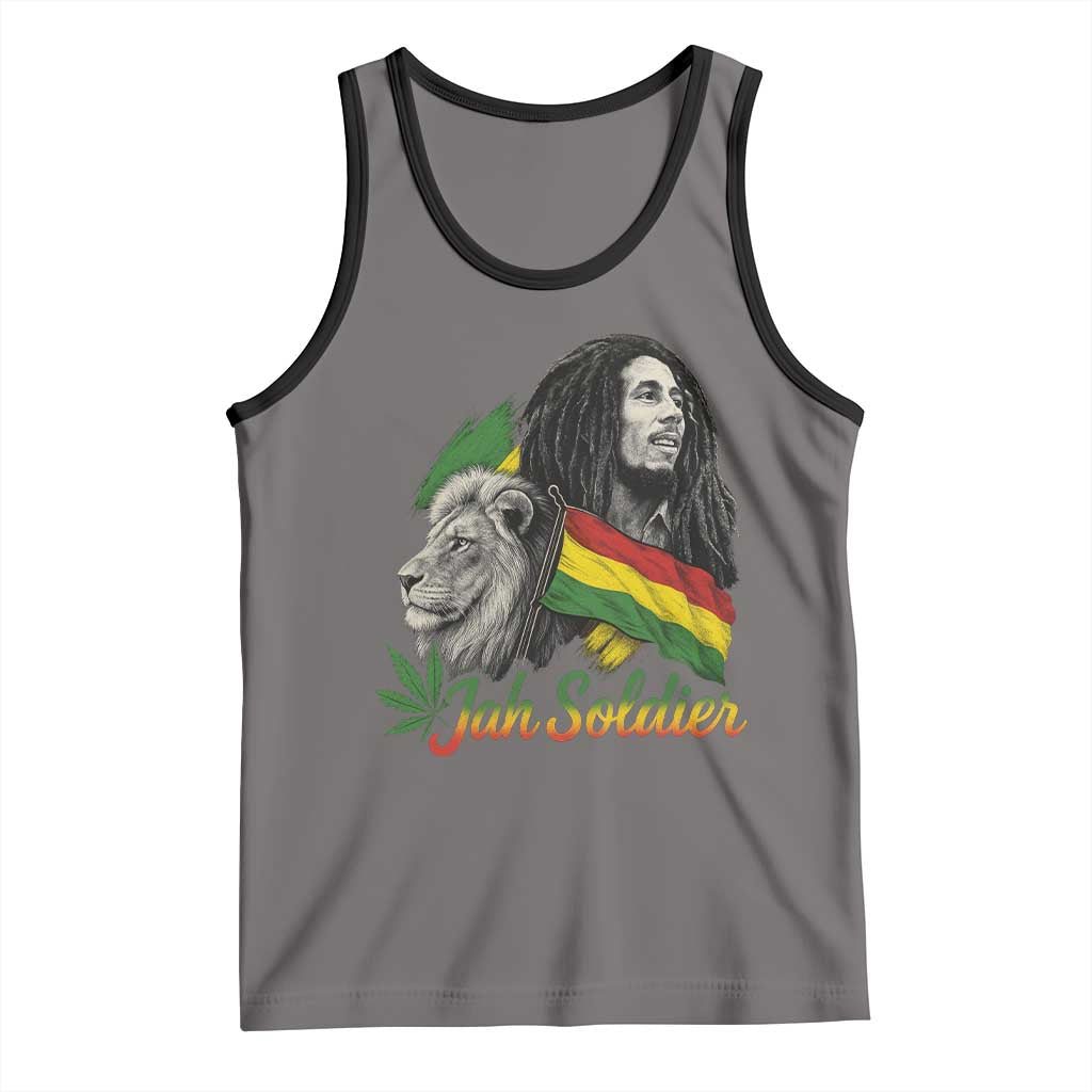 Jah Soldier Tank Top Lion Of Judah Reggae Rastafari Flag TS11 Deep Heather Black Print Your Wear