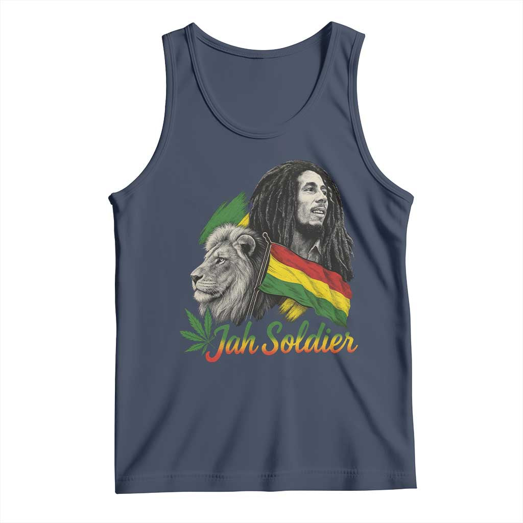 Jah Soldier Tank Top Lion Of Judah Reggae Rastafari Flag TS11 Navy Print Your Wear