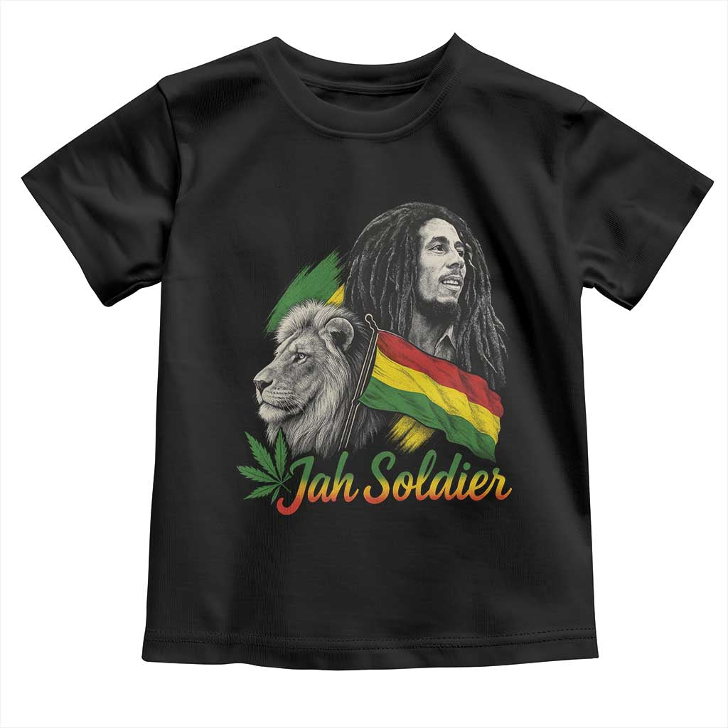 Jah Soldier Toddler T Shirt Lion Of Judah Reggae Rastafari Flag TS11 Black Print Your Wear