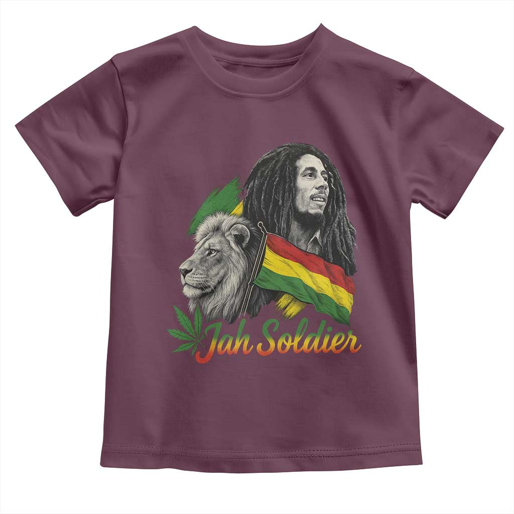 Jah Soldier Toddler T Shirt Lion Of Judah Reggae Rastafari Flag TS11 Maroon Print Your Wear