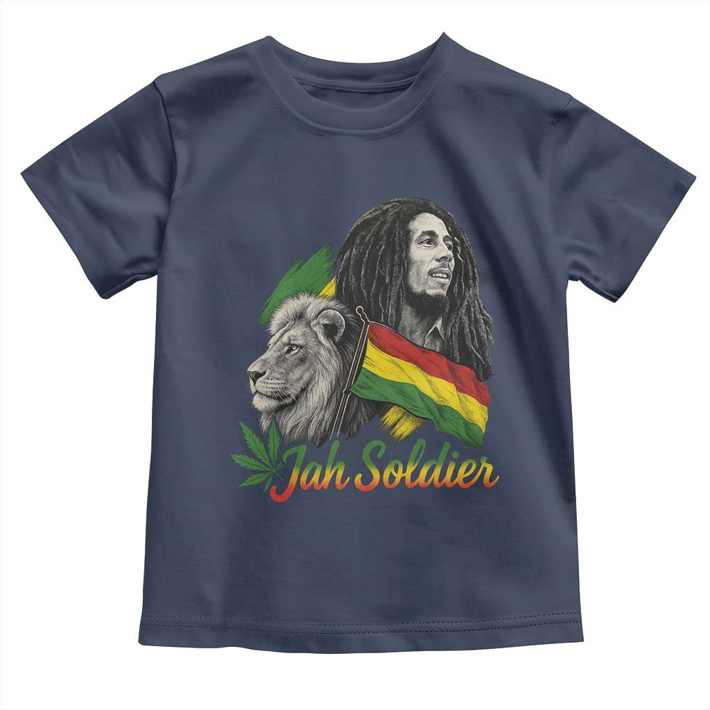 Jah Soldier Toddler T Shirt Lion Of Judah Reggae Rastafari Flag TS11 Navy Print Your Wear