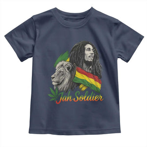Jah Soldier Toddler T Shirt Lion Of Judah Reggae Rastafari Flag TS11 Navy Print Your Wear