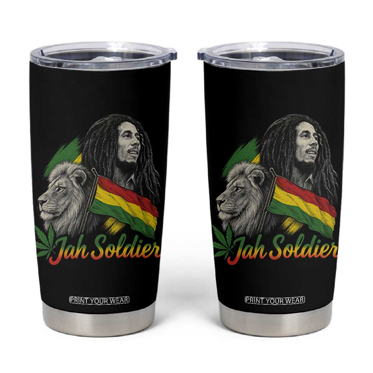 Jah Soldier Tumbler Cup Lion Of Judah Reggae Rastafari Flag TS11 Black Print Your Wear