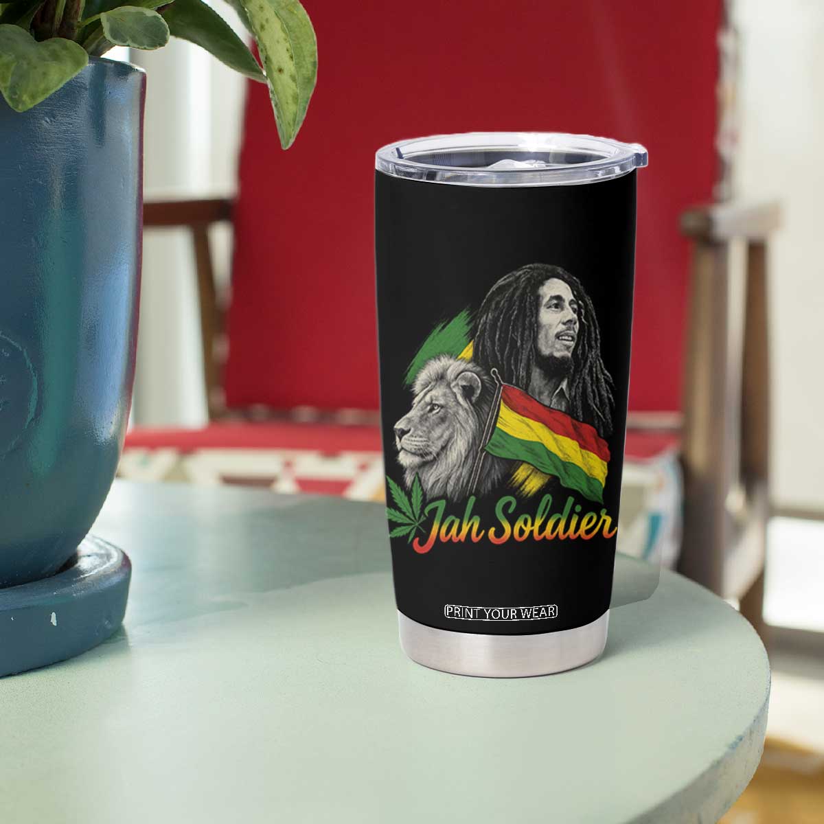 Jah Soldier Tumbler Cup Lion Of Judah Reggae Rastafari Flag TS11 Print Your Wear