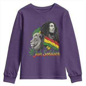 Jah Soldier Youth Sweatshirt Lion Of Judah Reggae Rastafari Flag TS11 Purple Print Your Wear