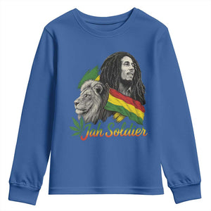 Jah Soldier Youth Sweatshirt Lion Of Judah Reggae Rastafari Flag TS11 Royal Blue Print Your Wear