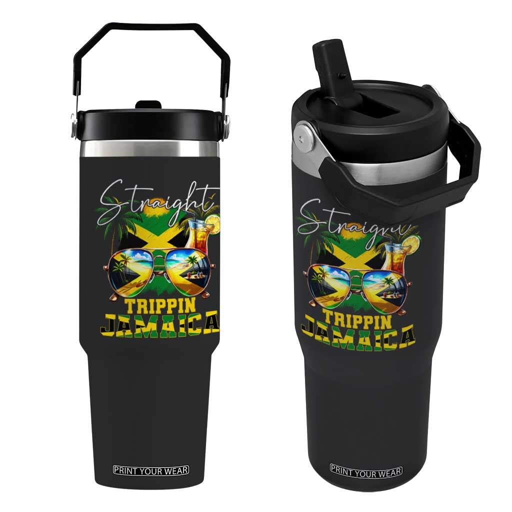 Straight Trippin Jamaica Flip Straw Tumbler Family Squad Summer Vacation TS11 One Size: 30 oz Black Print Your Wear