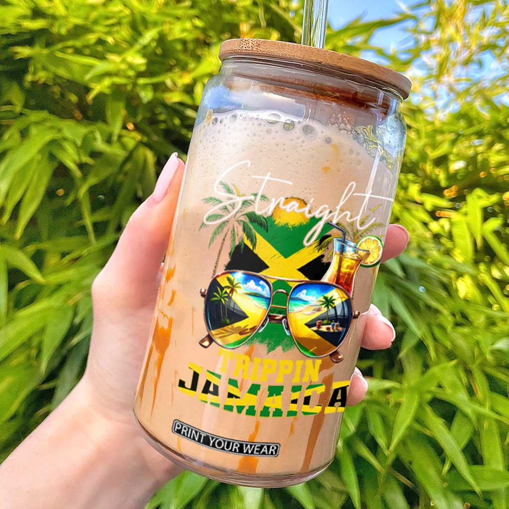 Straight Trippin Jamaica Glass Can Family Squad Summer Vacation TS11 Black Print Your Wear