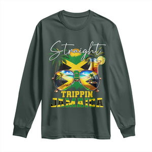 Straight Trippin Jamaica Long Sleeve Shirt Family Squad Summer Vacation TS11 Dark Forest Green Print Your Wear