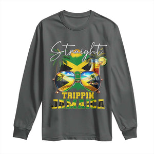 Straight Trippin Jamaica Long Sleeve Shirt Family Squad Summer Vacation TS11 Dark Heather Print Your Wear
