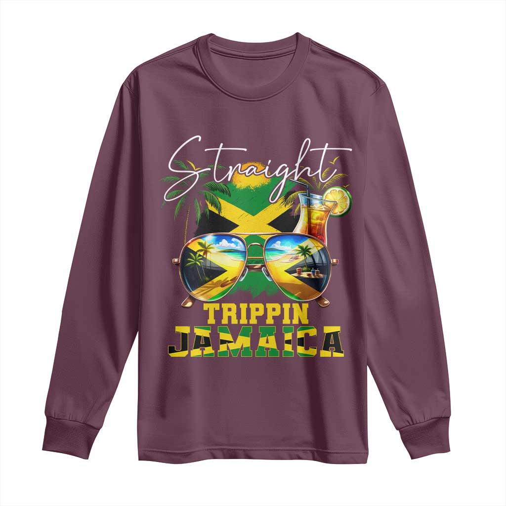 Straight Trippin Jamaica Long Sleeve Shirt Family Squad Summer Vacation TS11 Maroon Print Your Wear