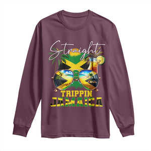 Straight Trippin Jamaica Long Sleeve Shirt Family Squad Summer Vacation TS11 Maroon Print Your Wear